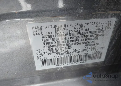 2020 Nissan Sentra Sv Xtronic Cvt from USA, damaged, VIN 3N1AB8CV1LY304665